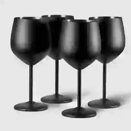 4 Matte Black Wine Glasses